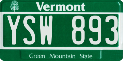 VT license plate YSW893