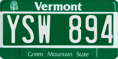 VT license plate YSW894