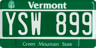 VT license plate YSW899