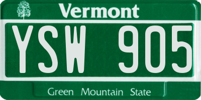 VT license plate YSW905