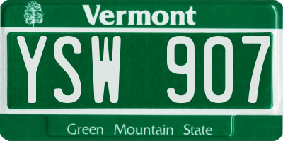 VT license plate YSW907
