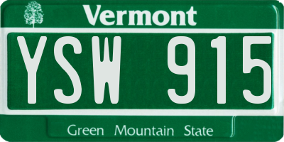VT license plate YSW915