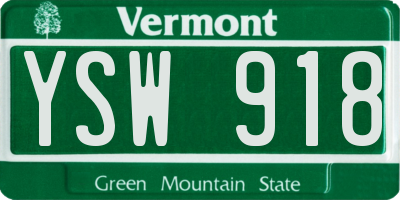 VT license plate YSW918