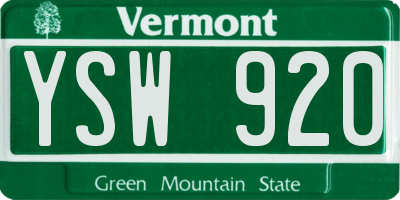 VT license plate YSW920