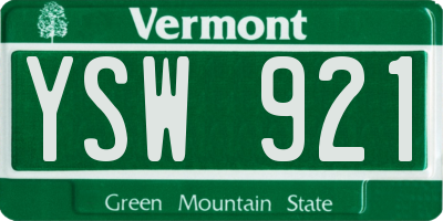 VT license plate YSW921