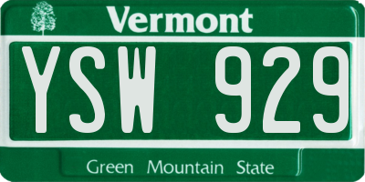 VT license plate YSW929