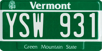 VT license plate YSW931