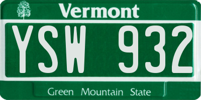 VT license plate YSW932