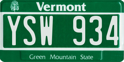 VT license plate YSW934