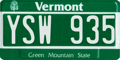 VT license plate YSW935