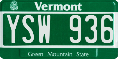 VT license plate YSW936