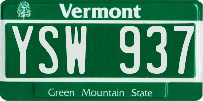VT license plate YSW937