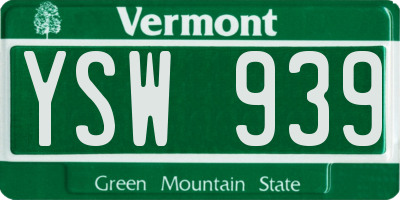 VT license plate YSW939
