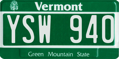VT license plate YSW940