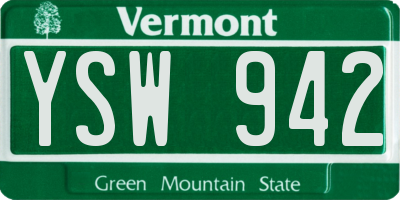 VT license plate YSW942
