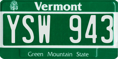 VT license plate YSW943