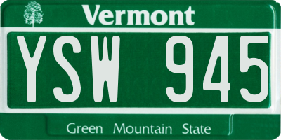 VT license plate YSW945