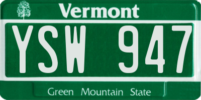 VT license plate YSW947
