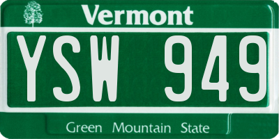 VT license plate YSW949