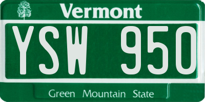 VT license plate YSW950