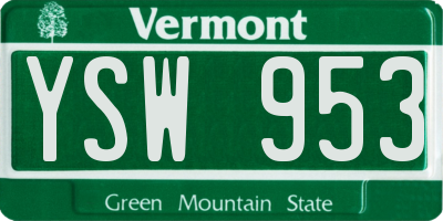 VT license plate YSW953