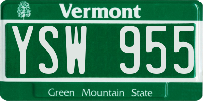 VT license plate YSW955