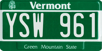 VT license plate YSW961