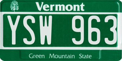 VT license plate YSW963