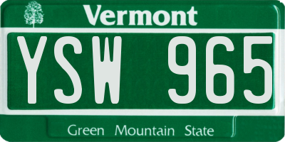 VT license plate YSW965