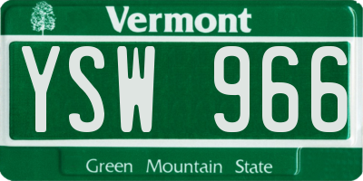 VT license plate YSW966