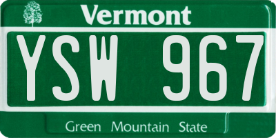 VT license plate YSW967