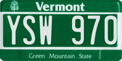 VT license plate YSW970