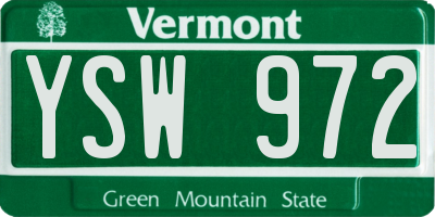VT license plate YSW972