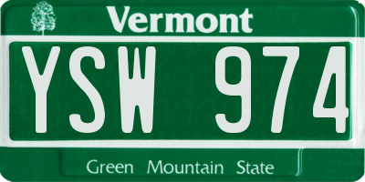 VT license plate YSW974