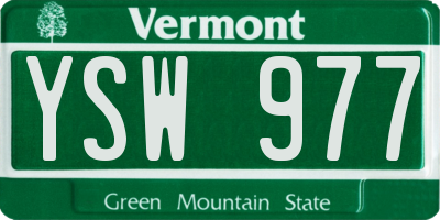 VT license plate YSW977
