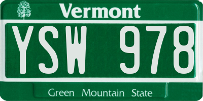 VT license plate YSW978