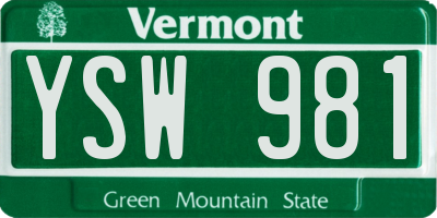 VT license plate YSW981