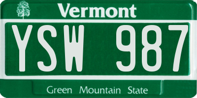 VT license plate YSW987