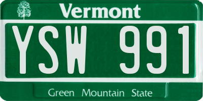 VT license plate YSW991