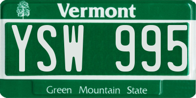 VT license plate YSW995