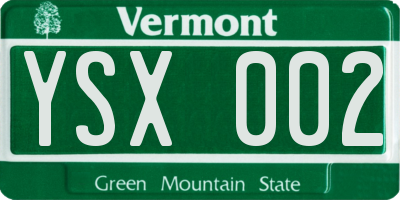 VT license plate YSX002