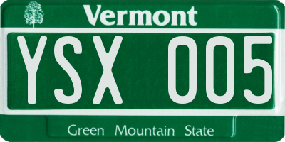VT license plate YSX005