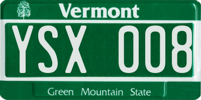 VT license plate YSX008