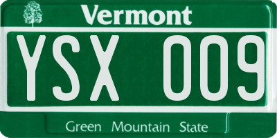 VT license plate YSX009