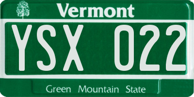 VT license plate YSX022
