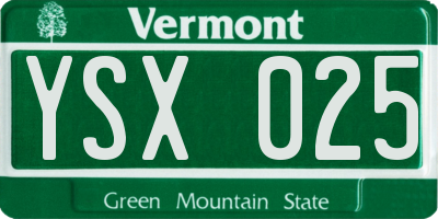 VT license plate YSX025