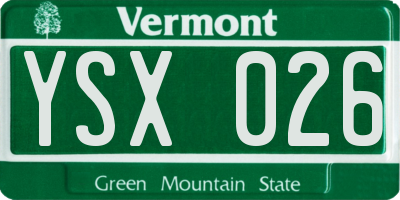VT license plate YSX026