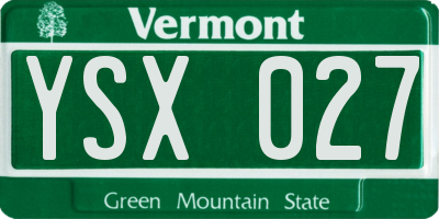 VT license plate YSX027