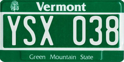 VT license plate YSX038