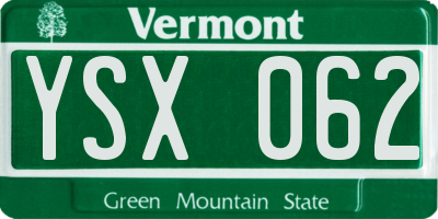VT license plate YSX062